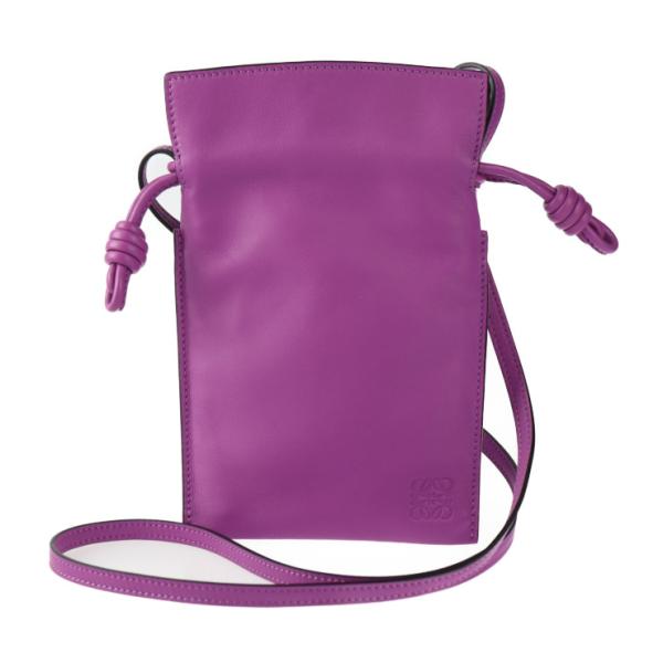 LOEWE ロエベ  フラメンコ ポケット ショルダーバッグ A411F10X01   ナッパレザー パープル   巾着 ポシェット 【本物保証】 LOEWE（ロエベ） 超美品 フラメンコ ポケット A411F10X01 ショルダー