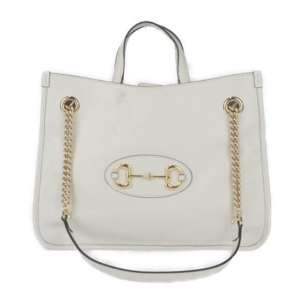 超美品 グッチ ホースビット 1955 ミディアム トートバッグ ハンドバッグ 621144 レザー アイボリー 2【本物保証】 GUCCI（グッチ） 超美品 ホースビット 1955 ミディアム トートバッグ