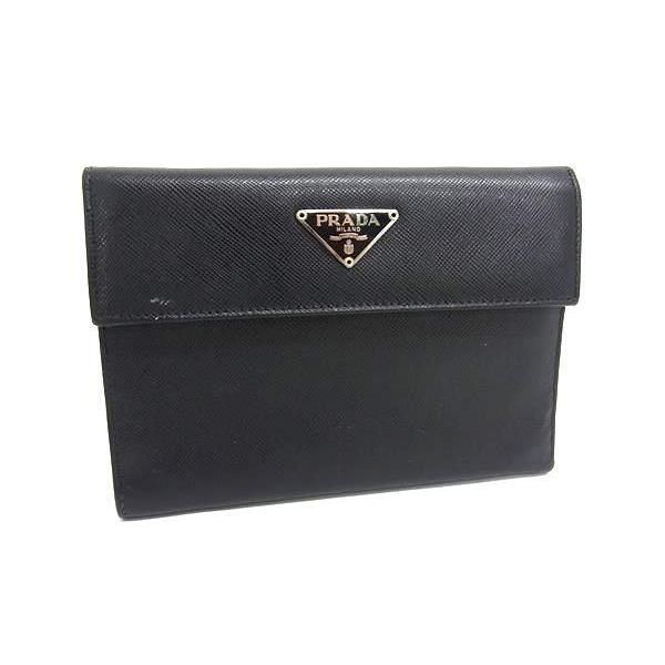 PRADA プラダ 財布 トライアングルロゴ M510 ブラック サフィアーノレザー レディース 三つ折り シルバー金具 三角ロゴマーク【本物保証】 PRADA（プラダ） 財布 トライアングルロゴ サフィアーノレザー M510 三
