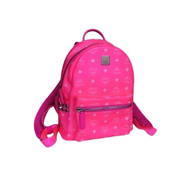 MCM エムシーエム リュックサック ヴィセトス MMK9AVE56QP001 ピンク レザー レディース スタッズ シルバー金具 美品【本物保証】 MCM（エムシーエム） リュックサック ヴィセトス レザー