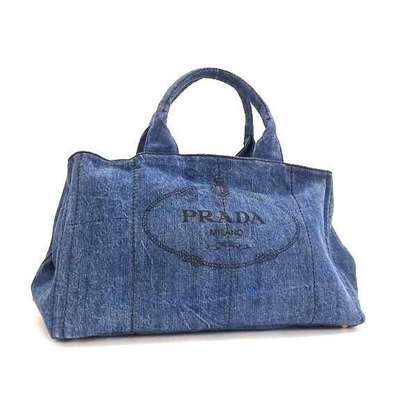 PRADA プラダ ハンドバッグ カナパ B1872B ネイビー デニム レディース 白タグ 三角ロゴマーク トライアングルロゴ【本物保証】 PRADA（プラダ） ハンドバッグ カナパ デニム B1872B 白タグ 三角ロゴ