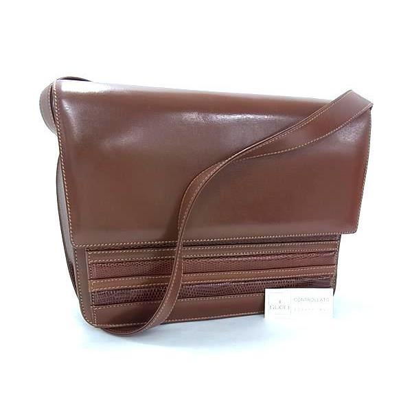 GUCCI グッチ バッグ オールドグッチ ショルダーバッグ 001 109 1314 ブラウン レザー×リザード レディース ゴールド金具 美品【本物保証】 GUCCI（グッチ） バッグ オールドグッチ ショルダーバッグ レザー