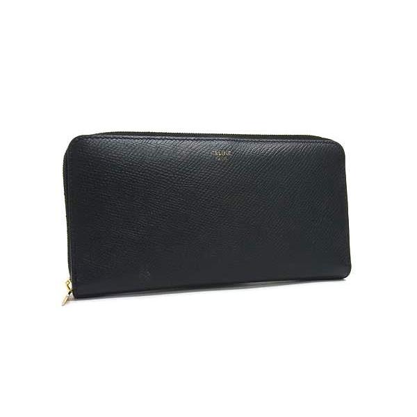 CELINE セリーヌ 財布 ラージ ジップウォレット ブラック レザー ユニセックス ラウンドファスナー 長財布 ゴールド金具【本物保証】 CELINE（セリーヌ） 財布 ラージ ジップウォレット レザー - ラウンド