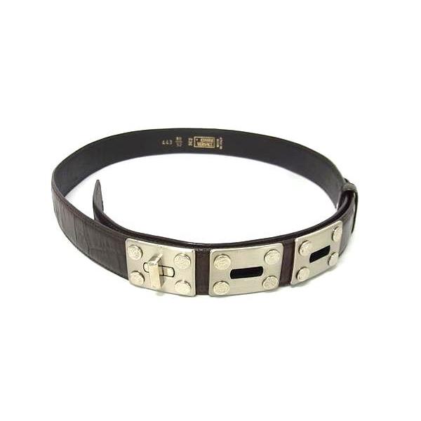 GIANNI VERSACE　ジャンニ ヴェルサーチェ ベルト - - ブラウン クロコダイル型押しレザー ユニセックス メデューサ シルバー金具【本物保証】 GIANNI VERSACE ジャンニヴェルサーチェ ベルト - クロコダイル型押し