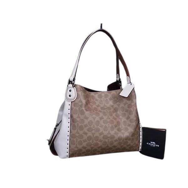 【極美品】COACH PVC レザー ワンハンドル ハンドバッグ シグネチャー COACH コーチ ハンドバッグ シグネチャー イーディー PVC レザー