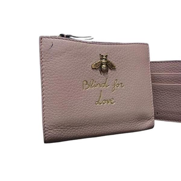 【極美品】グッチ　アニマリエ 二つ折り財布 レザー　蜂　ビー　ブラック P55 美品グッチ折り財布アニマリエbee蜂二つ折りレザーブラック