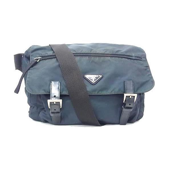 プラダショルダーバッグメッセンジャーバッグ三角ロゴネイビー