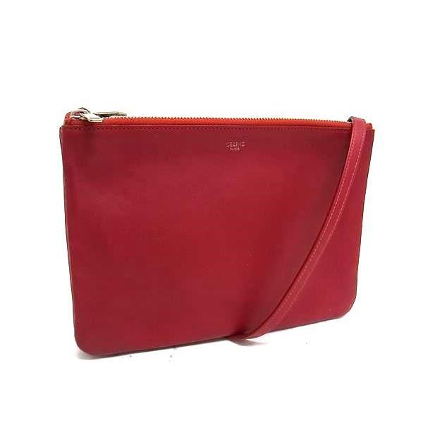 CELINE セリーヌ ショルダーバッグ トリオ ラージ レザー - レッド系 