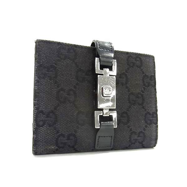 GUCCI グッチ 財布 ジャッキー 035 2888 2129 ブラック GGキャンバス×レザー レディース 二つ折り財布 シルバー金具【本物保証】 GUCCI（グッチ） 財布 ジャッキー GGキャンバス×レザー 035 2888 2129