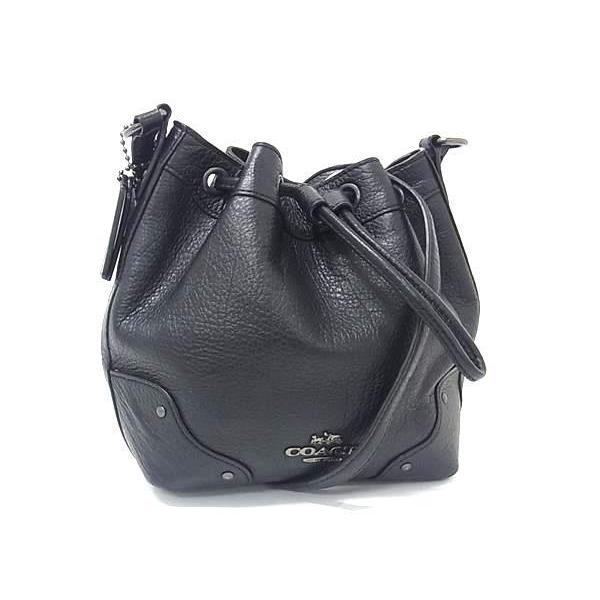COACH コーチ ショルダーバッグ F35363 ブラック レザー レディース 巾着 シルバー金具 美品【本物保証】 COACH（コーチ） ショルダーバッグ - レザー F35363 巾着 シルバー金具