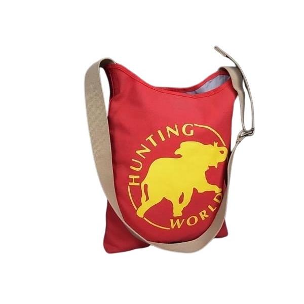HUNTING WORLD ハンティングワールド ショルダーバッグ - - レッド ブラウン キャンバス ユニセックス リバーシブル ロゴ 美品【本物保証】 Hunting World（ハンティング・ワールド） ショルダーバッグ