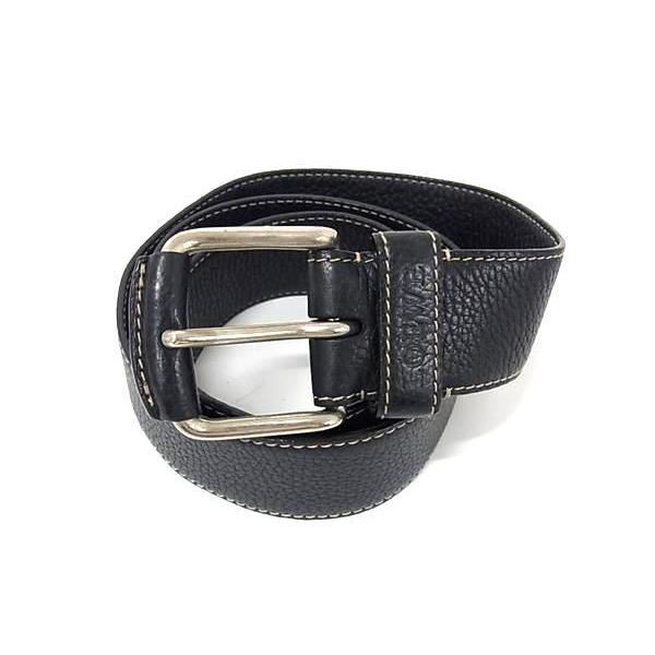 LOEWE ロエベ ベルト レザー - シルバー金具 ブラック ビジネスベルト  
