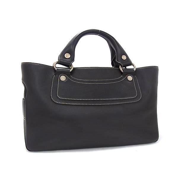 CELINE セリーヌ ハンドバッグ マカダム ブギーバッグ ダークブラウン レザー レディース 美品【本物保証】 CELINE（セリーヌ） ハンドバッグ マカダム ブギーバッグ レザー