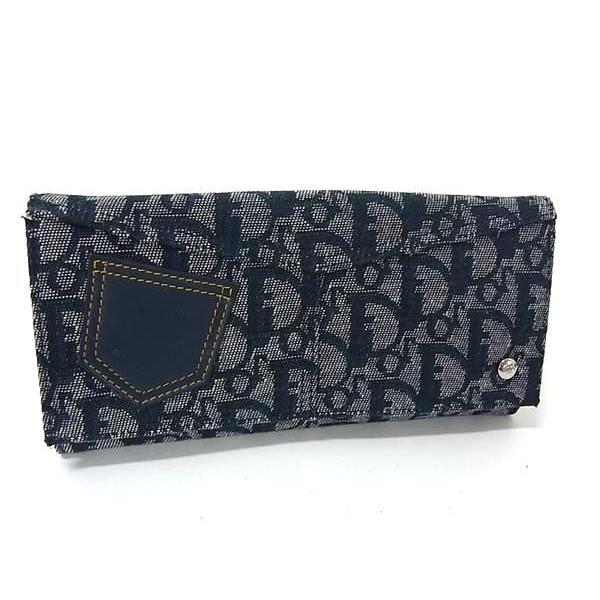 クリスチャンディオール　長財布　トロッター　キャンバス　本革　シルバー金具 Christian Dior クリスチャンディオール 長財布 トロッター