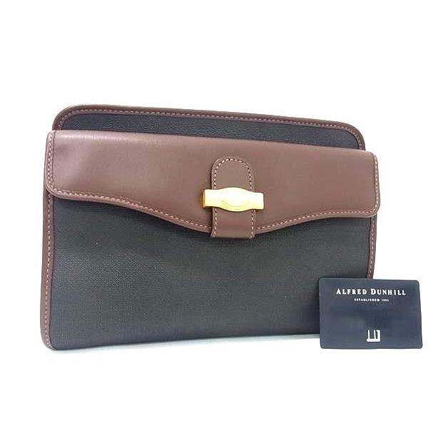 美品 dunhill ダンヒル セカンドバッグ クラッチバッグ ゴールド 金具 dunhill（ダンヒル） セカンドバッグ 二つ折り クラッチバッグ PVC