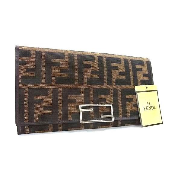 FENDI（フェンディ） 二つ折り財布 ズッカ 長財布 キャンバス×レザー 