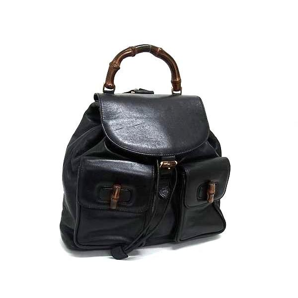 Gucci バンブーバックパック ブラック GUCCI（グッチ） 鑑定済 バンブーリュック バックパック バックスキン