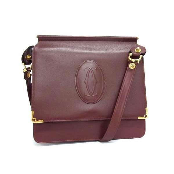 美品 カルティエ マストライン ショルダーバッグ ゴールド金具 レザー ボルドー Cartier カルティエ ショルダーバッグ マストライン - ボルドー