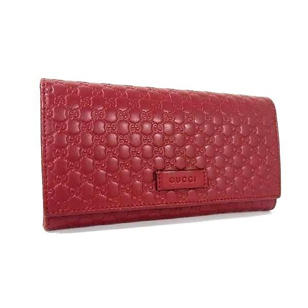 GUCCI 美品 グッチ 長財布 マイクログッチシマ 449396 レッド系  