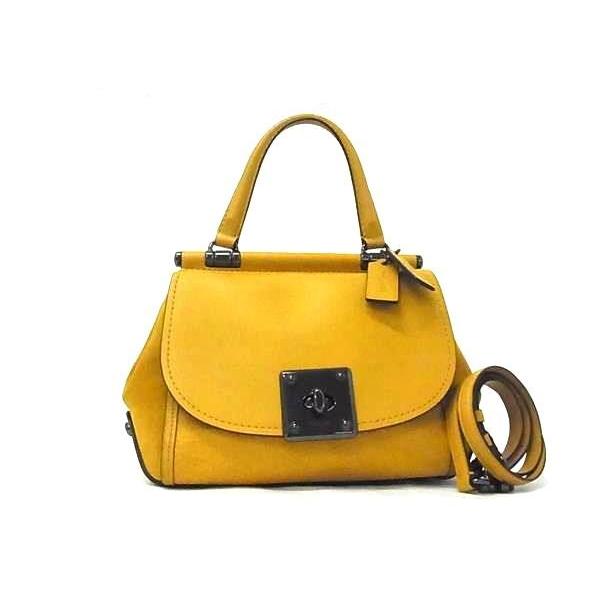 COACH コーチ ハンドバッグ ドリフター 38388 イエロー レザー レディース ターンロック 2WAY ガンメタ金具 美品【本物保証】 COACH（コーチ） ハンドバッグ ドリフター レザー 38388 ターンロック