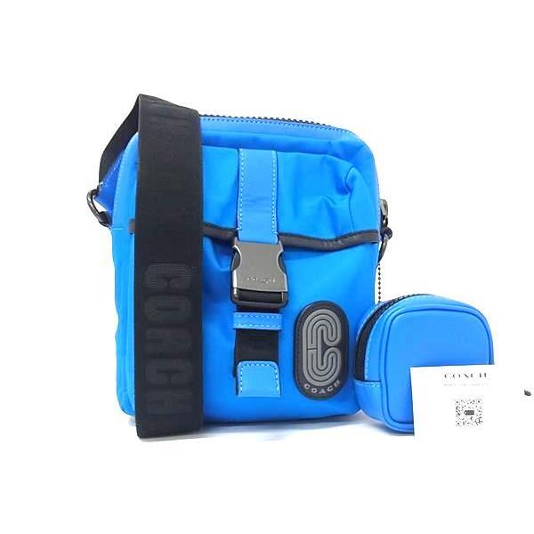 COACH コーチ ショルダーバッグ マックス C9836 ブルー ブラック ナイロン×レザー ユニセックス 美品【本物保証】 COACH（コーチ） ショルダーバッグ マックス ナイロン×レザー C9836