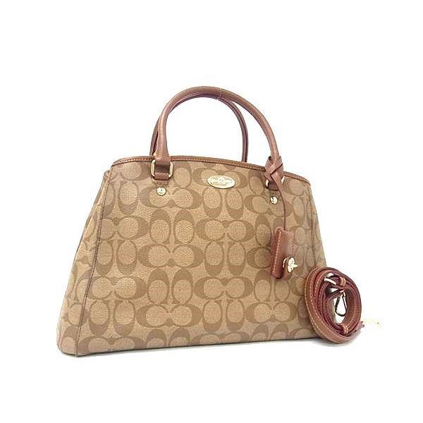 COACH コーチ ハンドバッグ シグネチャー スモール マーゴット キャリーオール F34608 ブラウン ベージュ PVC×レザー レディース 2WAY 新品未使用展示品【本物保証】 COACH（コーチ） ハンドバッグ シグネチャー スモール マーゴット