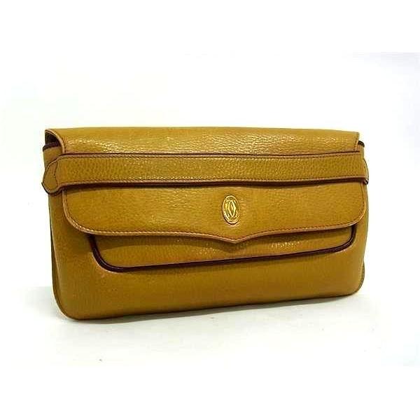 Cartier カルティエ クラッチバッグ マストライン トリニティ クラッチバッグ マスタード系 レザー レディース セカンドバッグ ゴールド金具 美品 Cartier（カルティエ） クラッチバッグ マストライン トリニティ