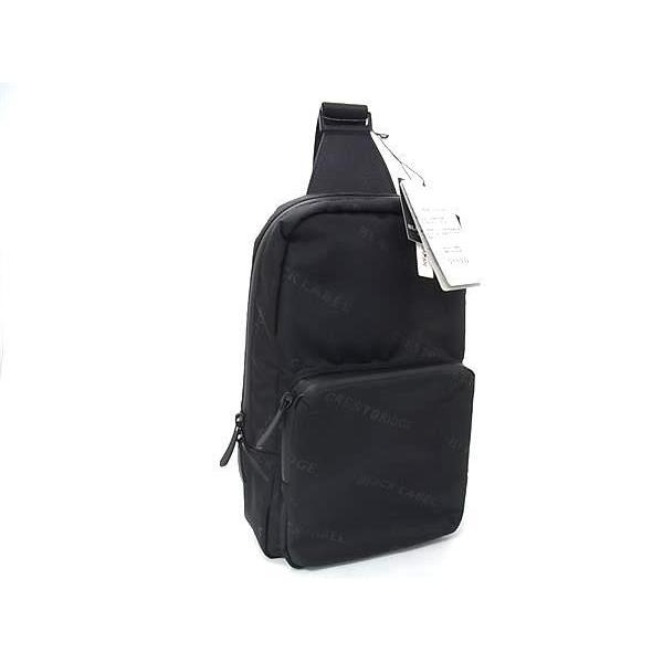 BLACKLABEL CRESTBRIDGE ブラックレーベル クレストブリッジ ボディバッグ ロゴプリント 51145505 ブラック系 ナイロン レザー メンズ ショルダーバッグ 新品未使用展示品 BLUE LABEL CRESTBRIDGE（ブルーレーベルクレストブリッジ） ブラック
