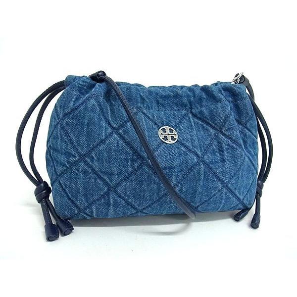 TORY BURCH トリーバーチ ショルダーバッグ ブルー デニム レザー レディース 巾着 2WAY キルティング 超美品【本物保証】 TORY BURCH（トリーバーチ） ショルダーバッグ - デニム レザー - 巾着