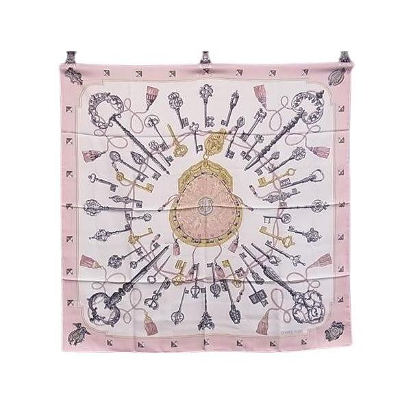 HERMES エルメス LES CLES【鍵柄】カレ90 スカーフ ストール HERMES（エルメス） スカーフ カレ90 シルク100％ - LES CLES 鍵柄
