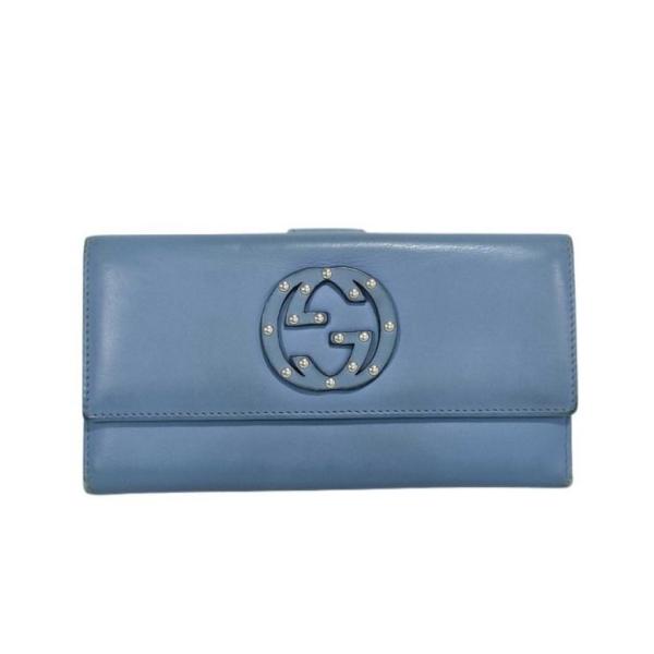 GUCCI（グッチ） 長財布 インターロッキングG 231843 レザー ブルー系