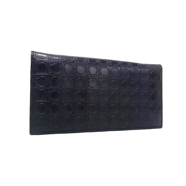 SALVATORE FERRAGAMO フェラガモ 長財布 ガンチーニ IY-66 9413 ブラック系 レザー メンズ 二つ折り 美品 FERRAGAMO（フェラガモ） 長財布 ガンチーニ IY-66 9413 レザー