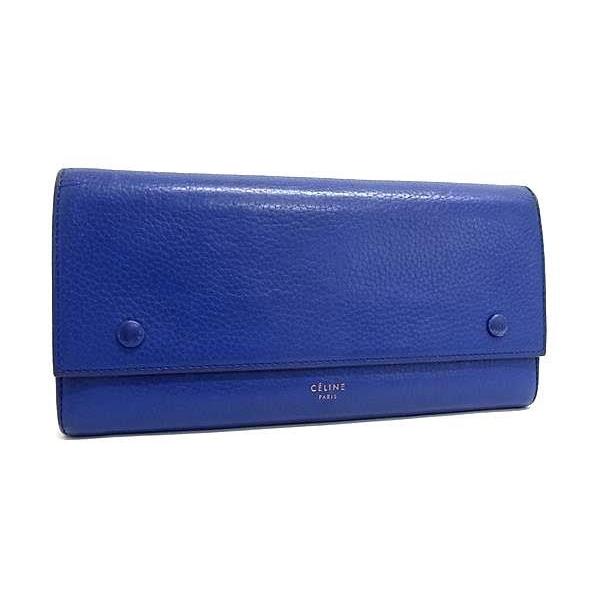 CELINE（セリーヌ） 長財布 マルチファンクション レザー ブルー系 美 