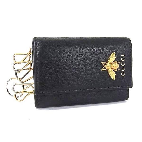 GUCCI（グッチ） キーケース アニマリエ 523633 レザー ブラック系 美