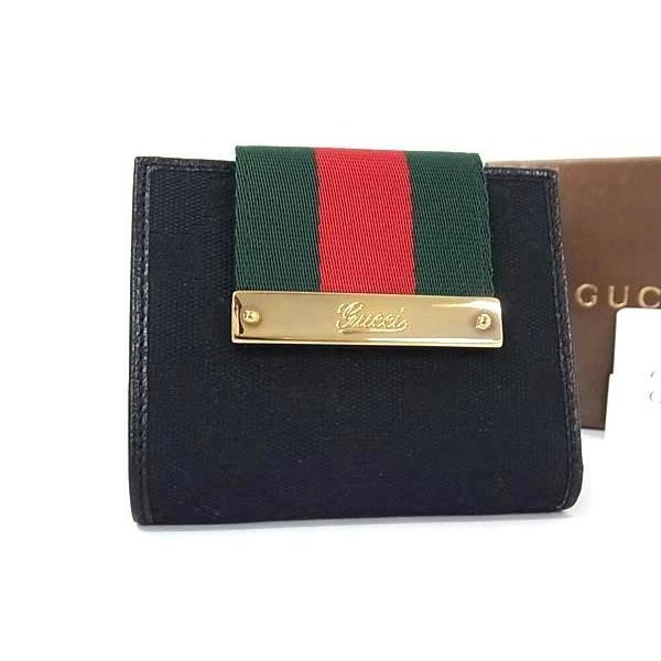GUCCI グッチ 財布 シェリーライン 181670 ブラック GGキャンバス レディース 二つ折り 財布 超美品【本物保証】 GUCCI（グッチ） 財布 シェリーライン GGキャンバス 181670 二つ折り