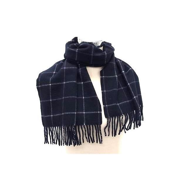 BURBERRY バーバリー マフラー ネイビー系×マルチカラー カシミア100% ユニセックス フリンジ 新古未使用展示品【本物保証】 BURBERRY（バーバリー） マフラー - カシミア100% - フリンジ ネイビー