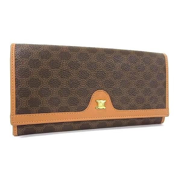CELINE（セリーヌ） 長財布 マカダム柄 M12 PVC×レザー ブラウン系 美