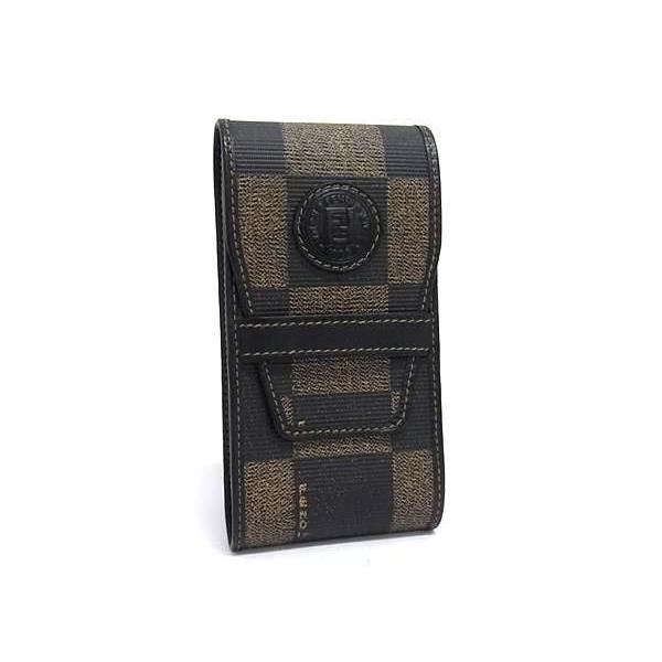 FENDI（フェンディ） シガレットケース ペカン柄 PVC×レザー ブラウン