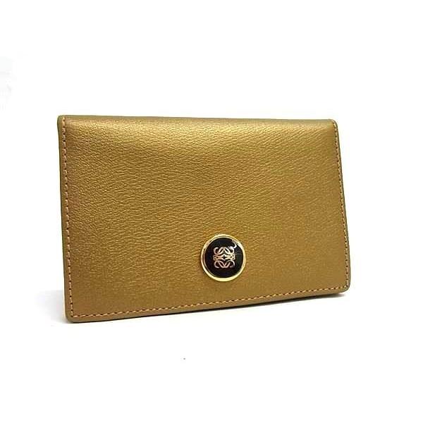 LOEWE（ロエベ） カードケース アナグラム レザー ゴールド系 美品 
