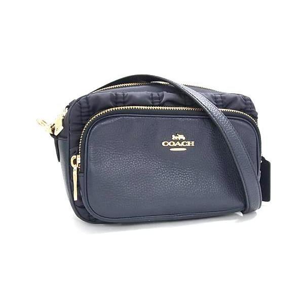 COACH コーチ ショルダーバッグ C4095 ネイビー レザー ナイロン レディース ギャザー ゴールド金具 超美品【本物保証】 COACH（コーチ） ショルダーバッグ - レザー ナイロン C4095 ギャザー
