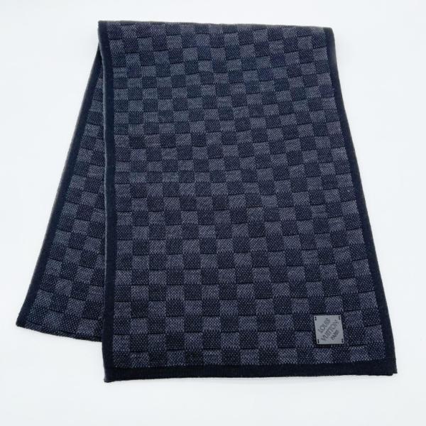 LOUIS VUITTON ルイヴィトン スカーフ・マフラー マフラー･ネオ プティ ダミエ M77988 ブラック系 ウール100％ メンズ 美品【本物保証】 LOUIS VUITTON（ルイ・ヴィトン） スカーフ・マフラー マフラー・ネオ