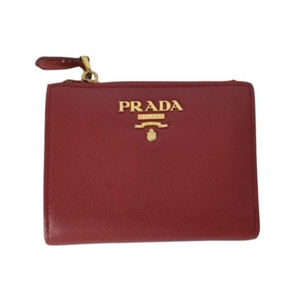 PRADA（プラダ） 二つ折り財布 1ML023 サフィアーノレザー - レッド系