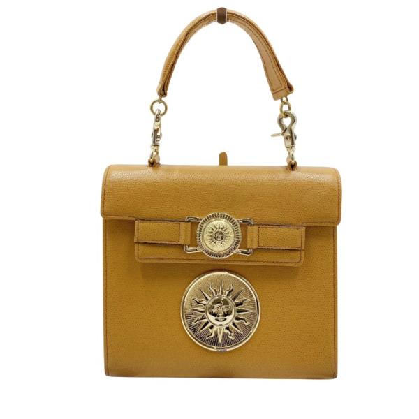 【VERSACE ヴェルサーチ】極希少品！ハンドバッグ サンバーストロゴ 美品！ ヴェルサーチェ サンバースト ロゴ ハンドバッグ ヴァニティバッグ