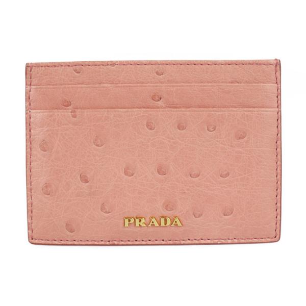 PRADA（プラダ） カードケース 1MC149 オーストリッチ ピンク パス