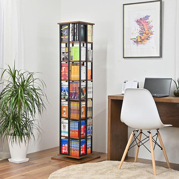 ブックシェルフ 本棚 7段 約幅40cm ブラウン タワー型 スリム 大容量  