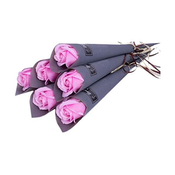 【カラー】ピンク【セット内容】ラッピング済み ソープフラワー 6本 ※ご注意：ラッピングの仕様が変更になる場合がございます。手渡しできるプチギフトとして、印象的で相手に喜んでいただける商品をお探しですか？1本ずつラッピング済みのソープフラワ...