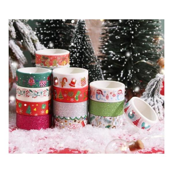 マスキングテープ クリスマス 6個セット マスキングテープ 6巻きセット クリスマスツリー サンタ 金 銀色 ラメ