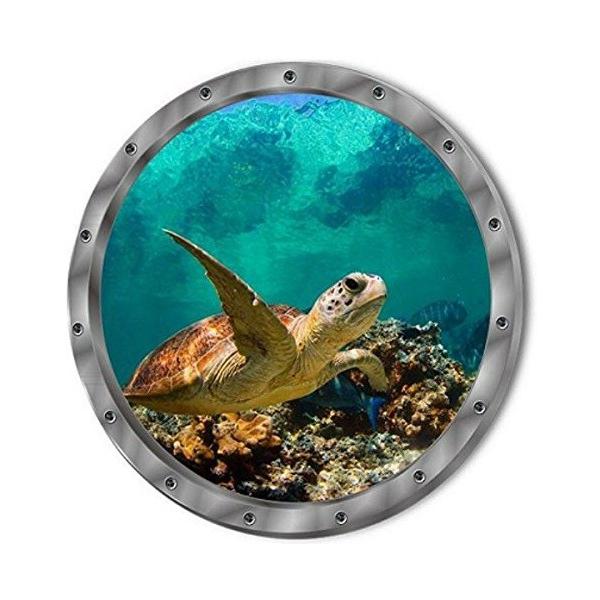 ウォールステッカー 潜水艦窓から 泳ぐ ウミガメ 3d壁シール エメラルドグリーンの海底 Mt1263 41ウォールステッカー 通販 Yahoo ショッピング