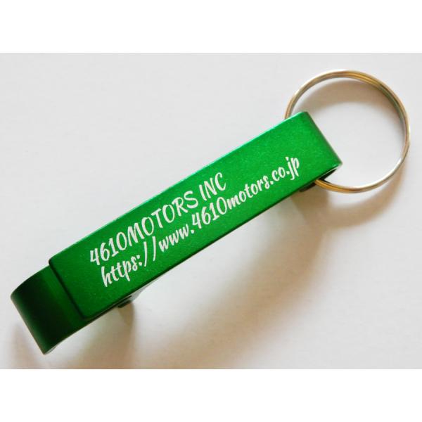 ボトルオープナーキーリング 緑 4610MOTORS Aluminum Opener KeyRing GR メタリックカラーのアルミニューム製の2Way