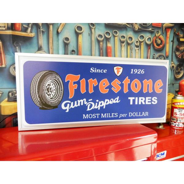LED LIGHT BOX Firestone TIRES ライトボックス ファイヤーストーンタイヤ ガレージGoods アメリカン雑貨